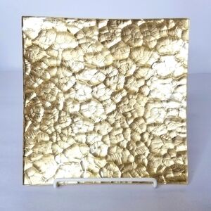 8 inch gold rippled square candle holder